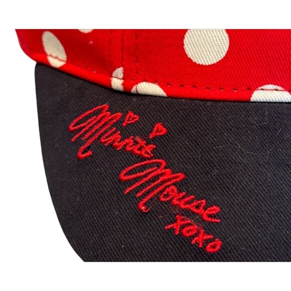 Minnie Mouse Hugs & Kisses Polka Dot Baseball Cap With Ears & Bow For Kids NWOT - Picture 6 of 8
